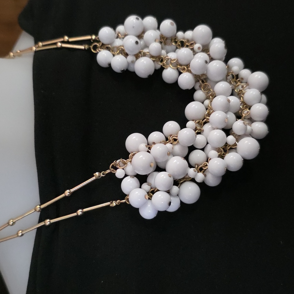 Multi Layered White and Gold Necklace